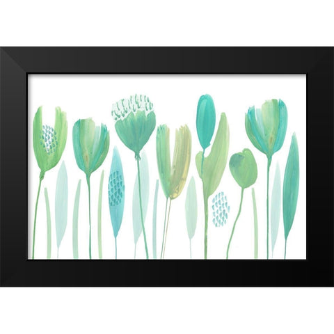 Serene Greens I Black Modern Wood Framed Art Print by Kouta, Flora