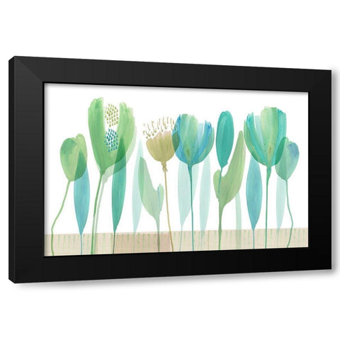 Serene Greens II Black Modern Wood Framed Art Print by Kouta, Flora
