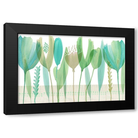 Serene Greens III Black Modern Wood Framed Art Print by Kouta, Flora