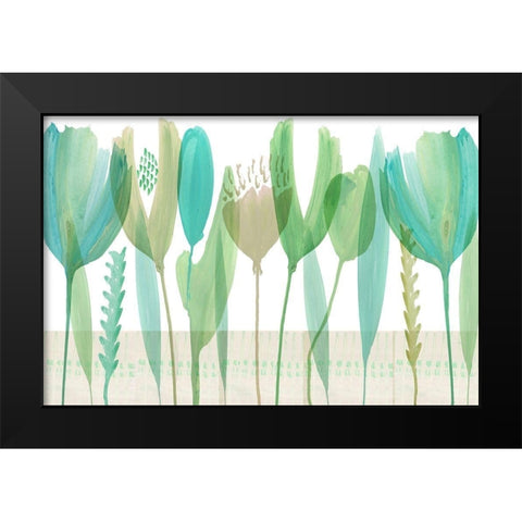 Serene Greens III Black Modern Wood Framed Art Print by Kouta, Flora