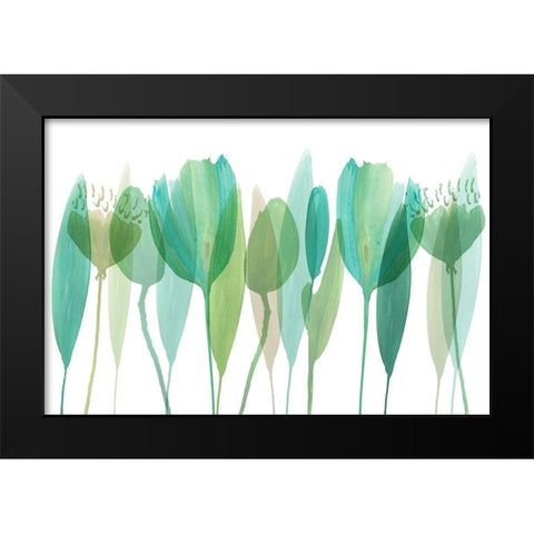 Serene Greens IV Black Modern Wood Framed Art Print by Kouta, Flora