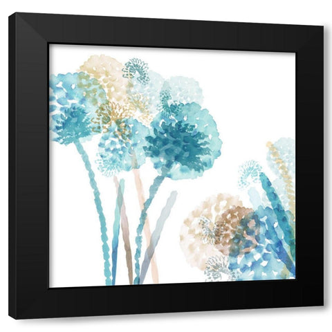 Blue Harmony II Black Modern Wood Framed Art Print with Double Matting by Kouta, Flora