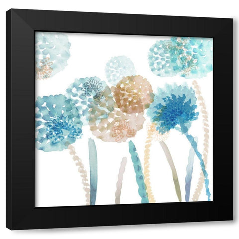 Blue Harmony III Black Modern Wood Framed Art Print with Double Matting by Kouta, Flora