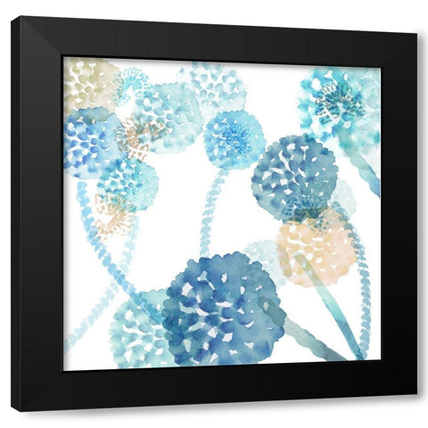 Blue Harmony IV Black Modern Wood Framed Art Print by Kouta, Flora