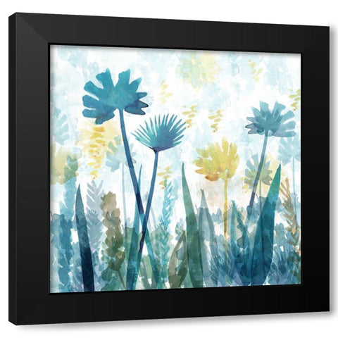 Blue Flowers I Black Modern Wood Framed Art Print by Kouta, Flora