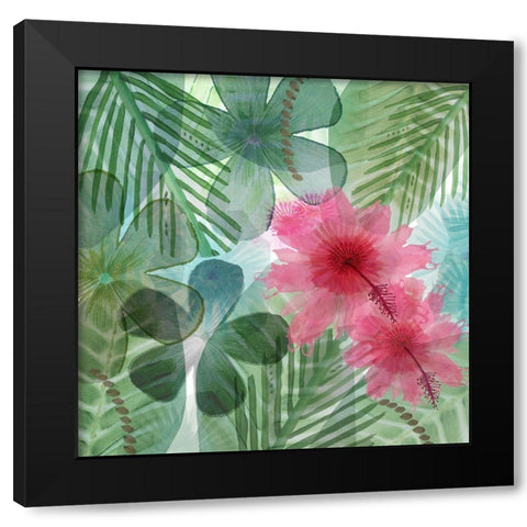 Jungle Leaves II Black Modern Wood Framed Art Print with Double Matting by Kouta, Flora