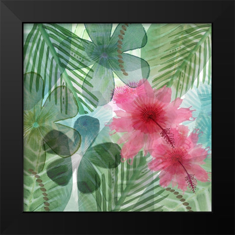 Jungle Leaves II Black Modern Wood Framed Art Print by Kouta, Flora