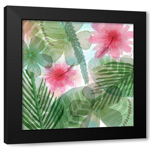 Jungle Leaves IV Black Modern Wood Framed Art Print by Kouta, Flora
