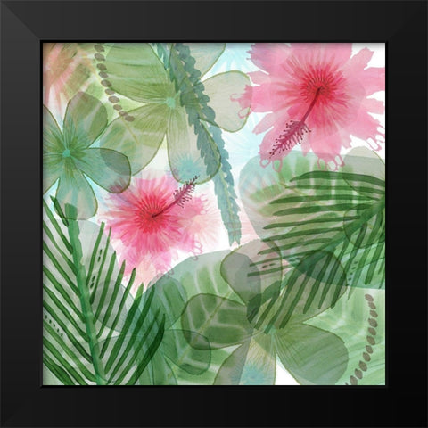Jungle Leaves IV Black Modern Wood Framed Art Print by Kouta, Flora