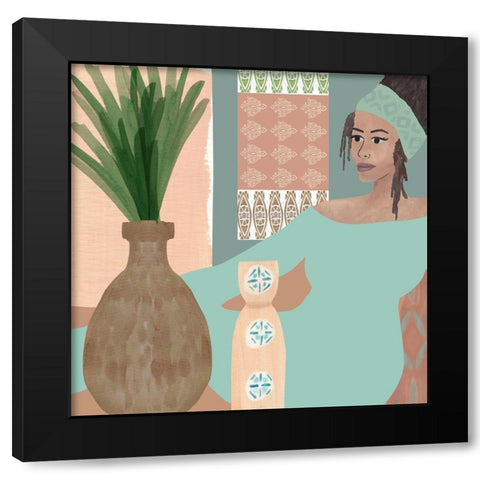 Quiet Time I Black Modern Wood Framed Art Print with Double Matting by Kouta, Flora