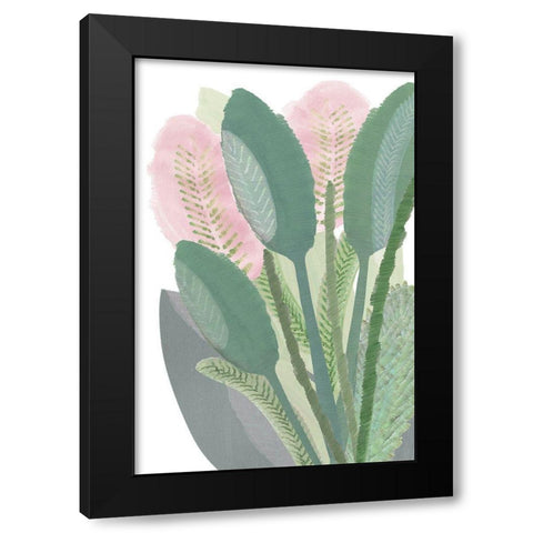 Pink Banana Palm Black Modern Wood Framed Art Print by Kouta, Flora