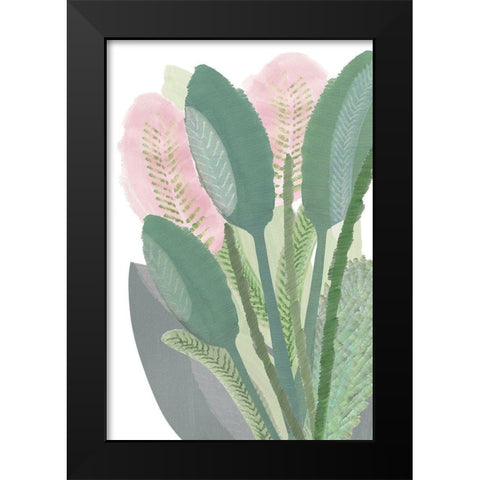 Pink Banana Palm Black Modern Wood Framed Art Print by Kouta, Flora