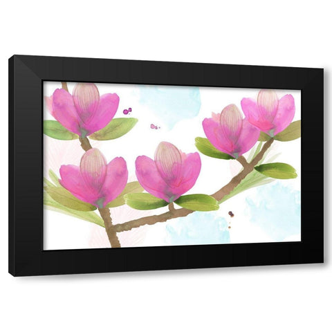 Pink Magnolia I Black Modern Wood Framed Art Print by Kouta, Flora