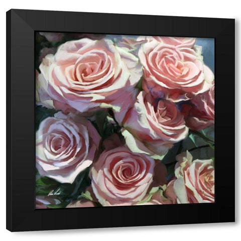 Pink Roses I Black Modern Wood Framed Art Print with Double Matting by Novak, Rick