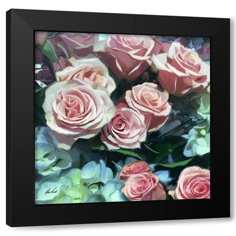Pink Roses II Black Modern Wood Framed Art Print with Double Matting by Novak, Rick