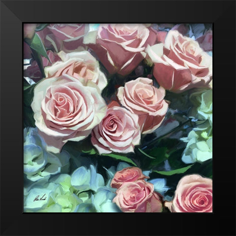 Pink Roses II Black Modern Wood Framed Art Print by Novak, Rick