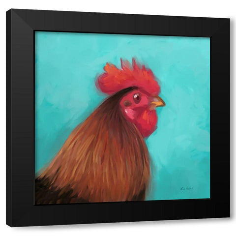 Rooster I Black Modern Wood Framed Art Print with Double Matting by Novak, Rick
