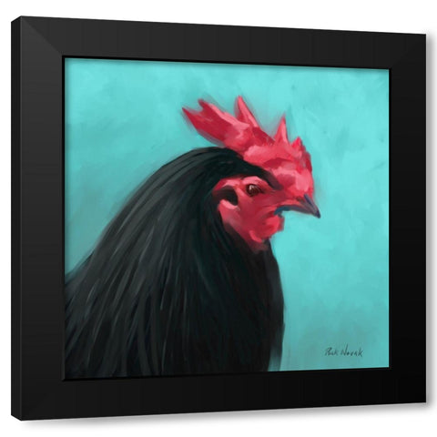 Rooster I Black Modern Wood Framed Art Print with Double Matting by Novak, Rick