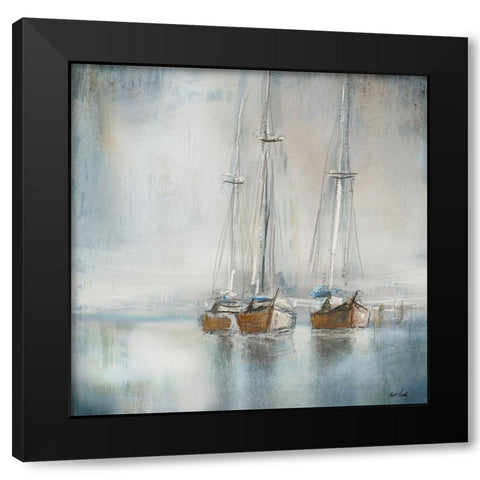 Boats I Black Modern Wood Framed Art Print with Double Matting by Novak, Rick