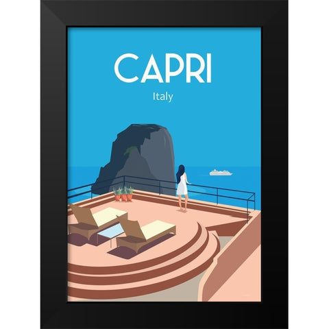 Capri Italy travel poster Black Modern Wood Framed Art Print by ARCTIC FRAME