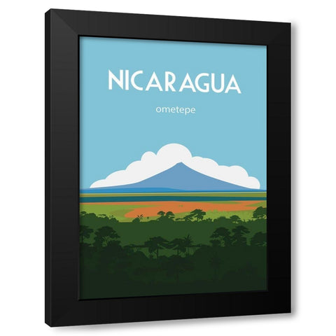 Nicaragua travel poster Black Modern Wood Framed Art Print with Double Matting by ARCTIC FRAME