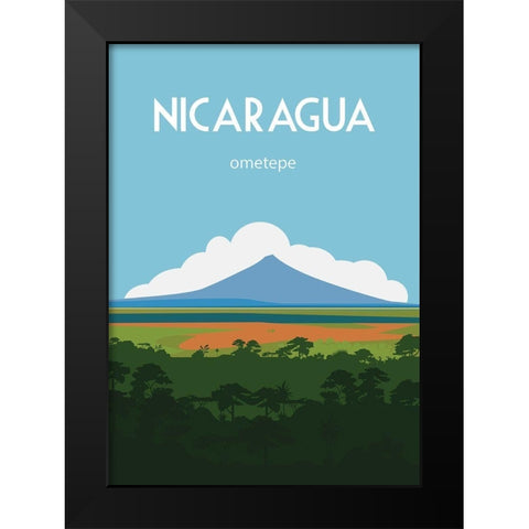 Nicaragua travel poster Black Modern Wood Framed Art Print by ARCTIC FRAME