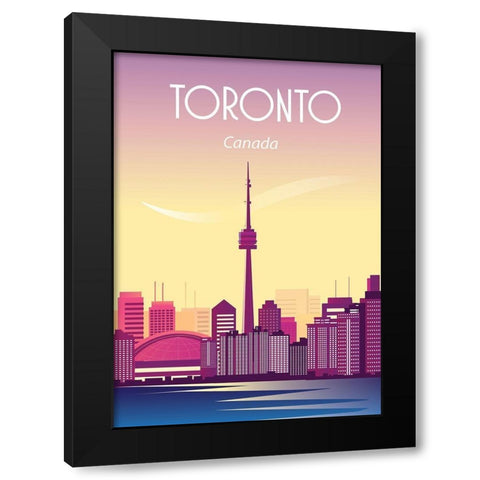toronto canada travel poster Black Modern Wood Framed Art Print with Double Matting by ARCTIC FRAME