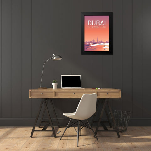Dubai travel poster Black Modern Wood Framed Art Print by ARCTIC FRAME