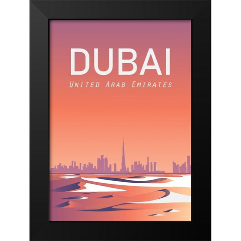 Dubai travel poster Black Modern Wood Framed Art Print by ARCTIC FRAME
