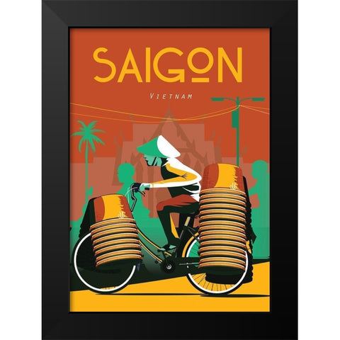saigon vietnam travel poster Black Modern Wood Framed Art Print by ARCTIC FRAME