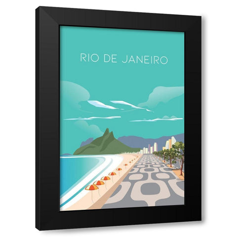 rio Black Modern Wood Framed Art Print with Double Matting by ARCTIC FRAME