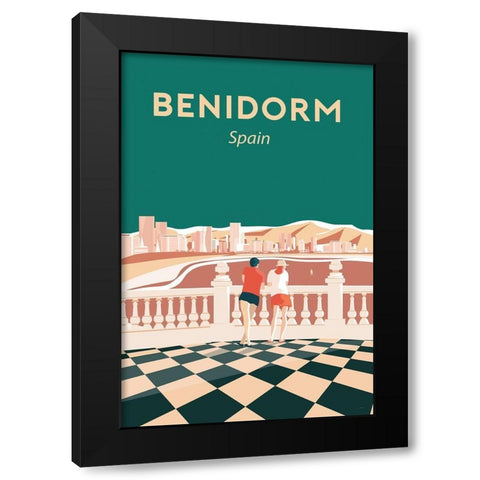 benidorm Black Modern Wood Framed Art Print by ARCTIC FRAME
