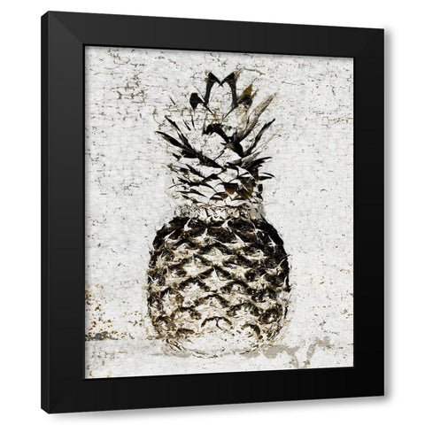 Ananas I Black Modern Wood Framed Art Print with Double Matting by Aryai, Sia