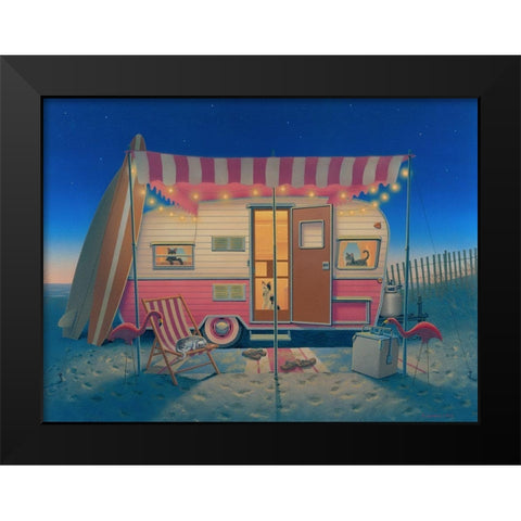 Happy Campers Black Modern Wood Framed Art Print by Courtney, Richard