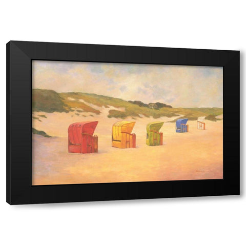 Summer Beach Black Modern Wood Framed Art Print by Reynolds, Graham