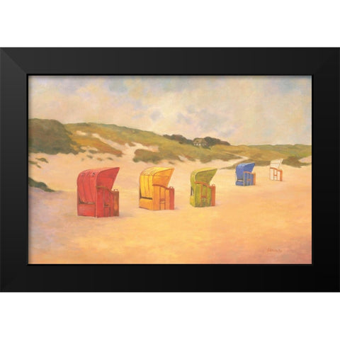 Summer Beach Black Modern Wood Framed Art Print by Reynolds, Graham