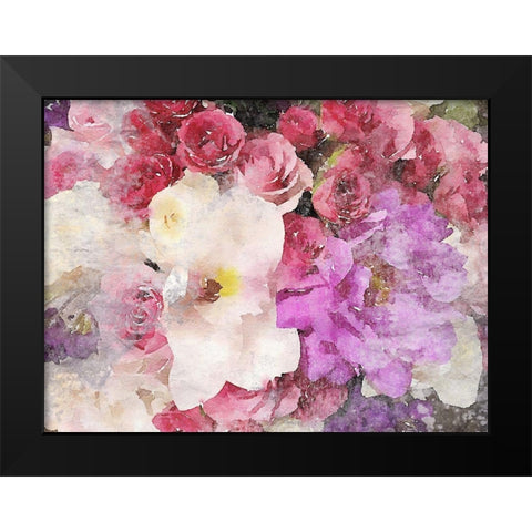 Rustic Floral Embrace Black Modern Wood Framed Art Print by Orlov, Irena