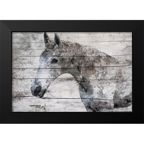 Gray Horse Black Modern Wood Framed Art Print by Orlov, Irena