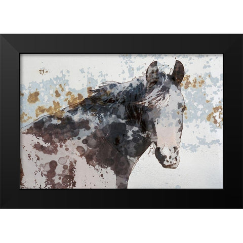 American Paint Horse Black Modern Wood Framed Art Print by Orlov, Irena