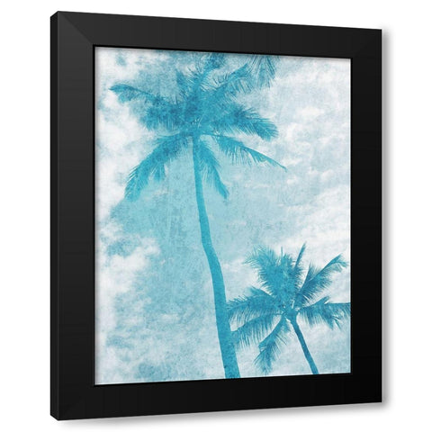 Blue Palm Trees Black Modern Wood Framed Art Print with Double Matting by Orlov, Irena