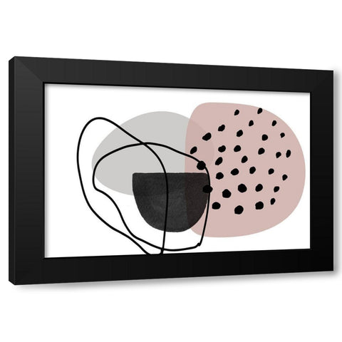 Pink Lines Minimalism Black Modern Wood Framed Art Print by Orlov, Irena