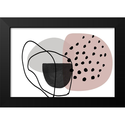 Pink Lines Minimalism Black Modern Wood Framed Art Print by Orlov, Irena