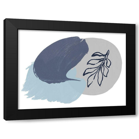 Minimalism Blue Shapes Black Modern Wood Framed Art Print with Double Matting by Orlov, Irena