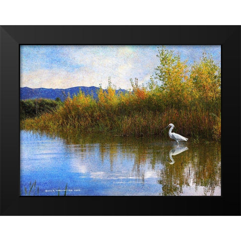The Marsh Snowy Egret Black Modern Wood Framed Art Print by Vest, Christopher