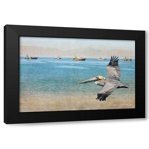 Open Ocean and Boats Black Modern Wood Framed Art Print with Double Matting by Vest, Christopher