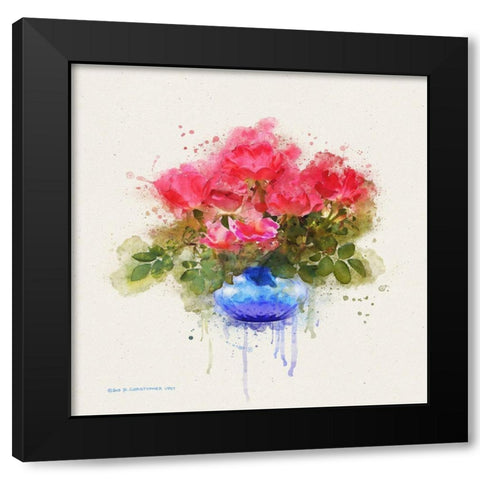 Watercolor Roses Black Modern Wood Framed Art Print by Vest, Christopher
