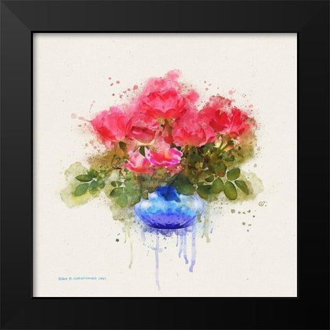 Watercolor Roses Black Modern Wood Framed Art Print by Vest, Christopher