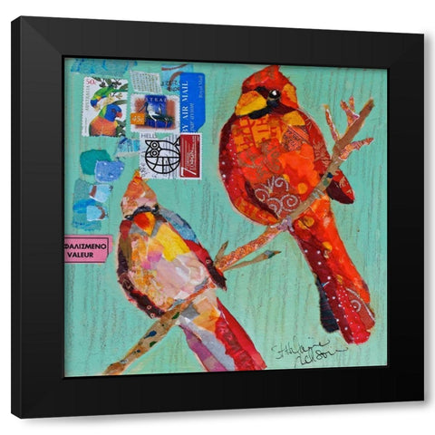 Lovebirds Cardinals Black Modern Wood Framed Art Print by St Hilaire, Elizabeth