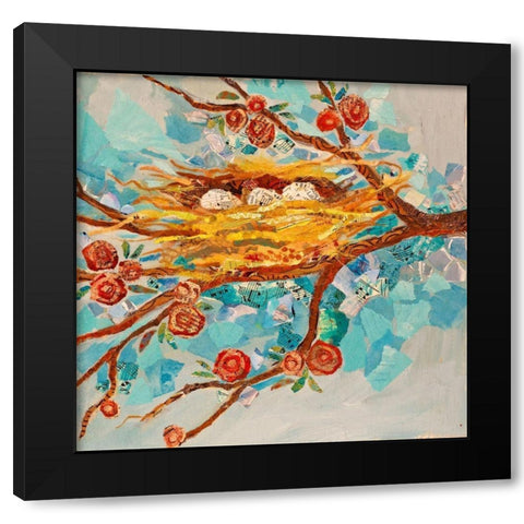 Nest with Buds Black Modern Wood Framed Art Print by St Hilaire, Elizabeth