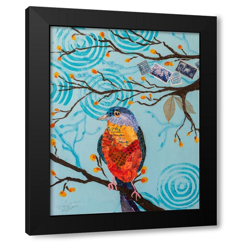 Bunting on Blue Black Modern Wood Framed Art Print with Double Matting by St Hilaire, Elizabeth